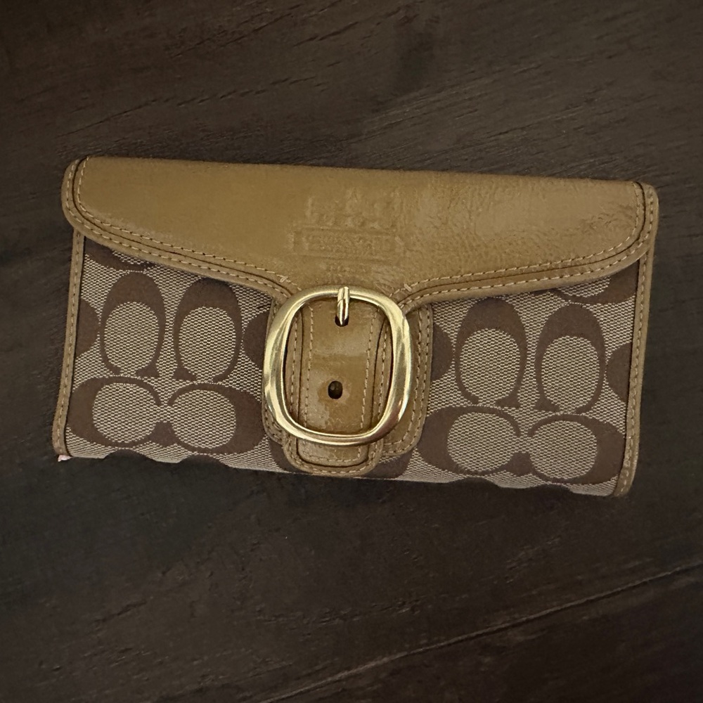 Coach Brown and Tan Signature Wallet